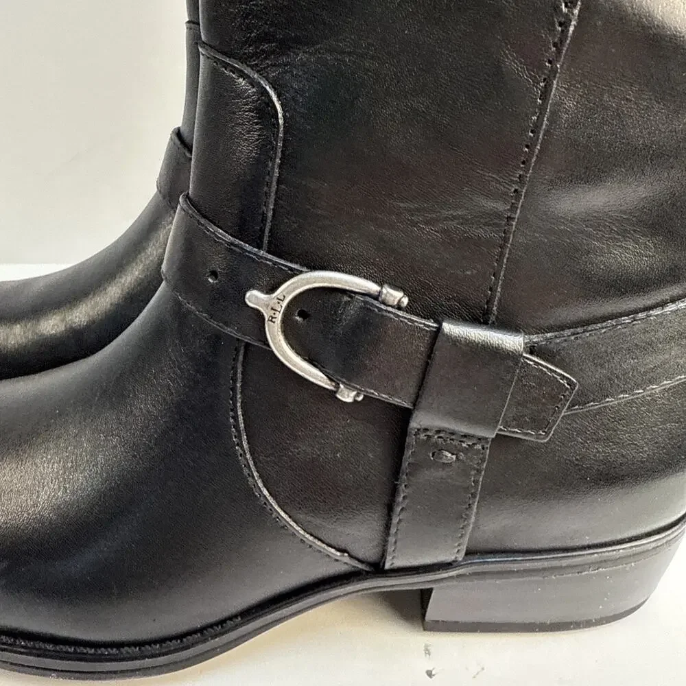 Lauren Ralph Lauren Womens Margarite Black Riding Boots 5.5 Width‎ B NWB